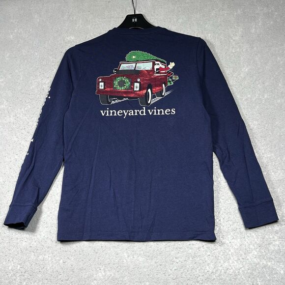 Vineyard Vines Shirt Long Sleeve Merry Christmas Youth Large Red Car - Picture 1 of 11